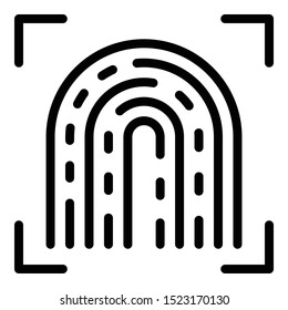 Fingerprint examination icon. Outline fingerprint examination vector icon for web design isolated on white background