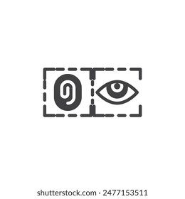 Fingerprint and an eye recognition vector icon. filled flat sign for mobile concept and web design. Biometric Authentication glyph icon. Symbol, logo illustration. Vector graphics