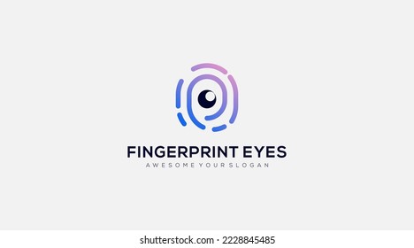 Fingerprint eye vector logo design illustration