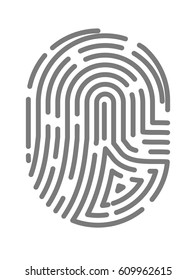 Fingerprint or fingertip print pattern vector isolated icon. Abstract puzzle labyrinth tangled type imprint of finger tip