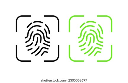 Fingerprint. Flat, color, fingerprint scanner. Vector icons.