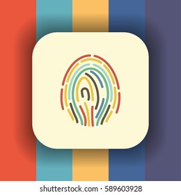 fingerprint flat icon with long shadow, vector illustration