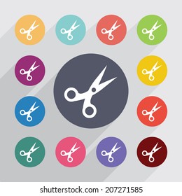 fingerprint, flat icons set. Round colorful buttons. Vector