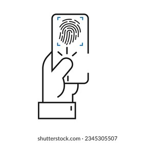 Icono de línea plana de huellas digitales. Icono de seguridad.