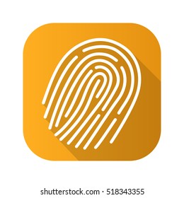 Fingerprint flat linear long shadow icon. Vector line symbol.