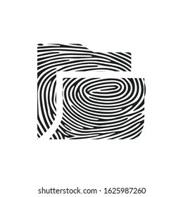 Fingerprint folder icon. Isolated thumbprint and fingerprint folder icon line style. Premium quality vector symbol drawing concept for your logo web mobile app UI design.