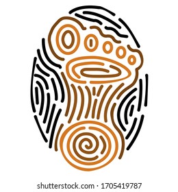 Fingerprint with a footprint shape. Vector Illustration