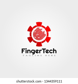 Fingerprint and gear vector logo design