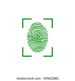 fingerprint green icon image vector illustration design