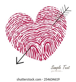 Fingerprint heart with arrow vector card 