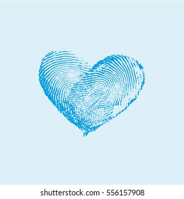 Fingerprint Heart Azure Sky Blue - vector isolated love symbol for save the date, marriage and wedding invitation