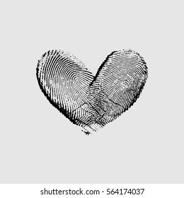 Fingerprint Heart Black II - vector isolated love symbol for save the date, marriage and wedding invitation
