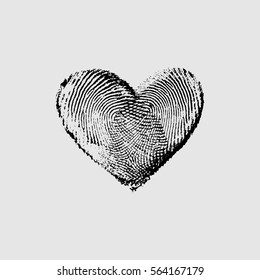 Fingerprint Heart Black IV - vector isolated love symbol for save the date, marriage and wedding invitation