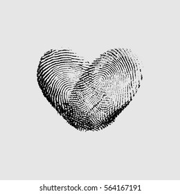 Fingerprint Heart Black IX - vector isolated love symbol for save the date, marriage and wedding invitation