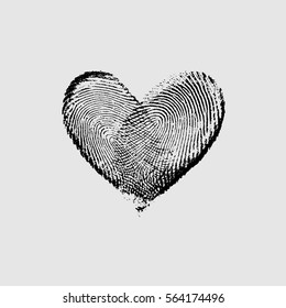 Fingerprint Heart Black I - vector isolated love symbol for save the date, marriage and wedding invitation