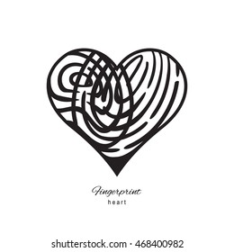 Fingerprint heart icon isolated on white background