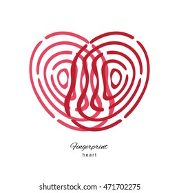 Fingerprint heart icon isolated on white background