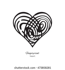 Fingerprint heart icon isolated on white background