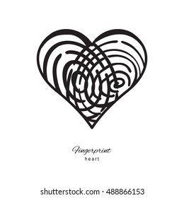 Fingerprint heart icon isolated on white background