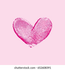 Fingerprint Heart Pink II - vector isolated love symbol for save the date, marriage and wedding invitation