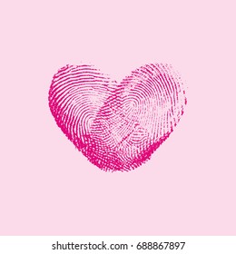 Fingerprint Heart Pink IX - vector isolated love symbol for save the date, marriage and wedding invitation