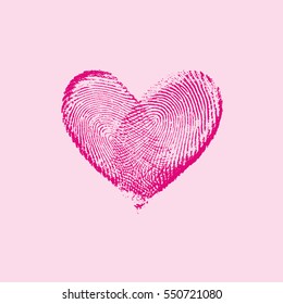 Fingerprint Heart Pink I - vector isolated love symbol for save the date, marriage and wedding invitation