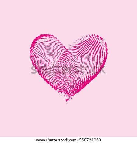 Fingerprint Heart Pink I - vector isolated love symbol for save the date, marriage and wedding invitation