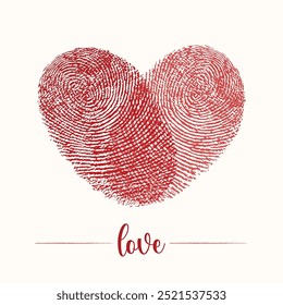 Huella digital del corazón. Amor rojo aislado en el fondo blanco. Linda ilustración de amor. Elementos de diseño para el día de San Valentín, boda, tarjeta de felicitación, Anuncio, cartel. Vector en forma de corazón. Amor, icono del corazón.