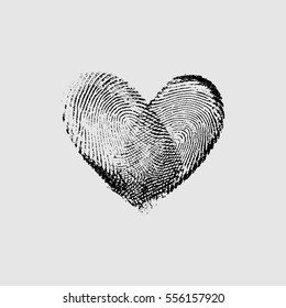 Fingerprint Heart - vector isolated love symbol for save the date, marriage and wedding invitation