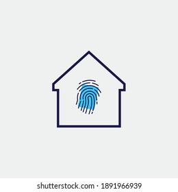 fingerprint house icon vector biometric security