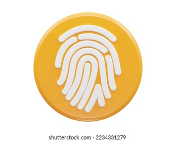 Fingerprint icon 3d rendering illustration