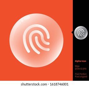 Fingerprint icon alpha icon - vector illustrations for branding, web design, presentation, logo, banners. Transparent gradient icon on random background, pixel-aligned on 96x96 pixel.