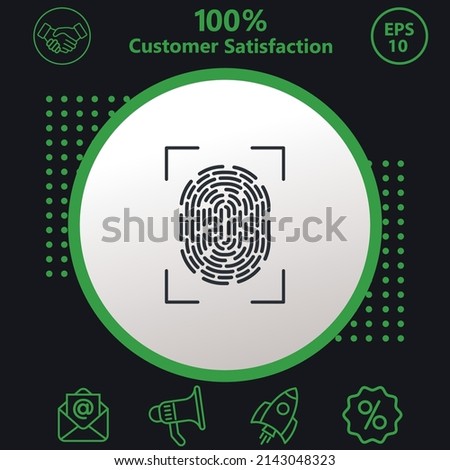 Fingerprint icon. Background consisting of green and black colors. modern design