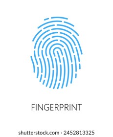 Fingerprint icon of biometric identification and identity verification, line vector. Fingerprint recognition or ID authorization by biometric identification, digital technology for personal access