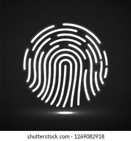 Fingerprint icon, biometric identification symbol, id logo. Vector