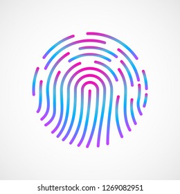 Fingerprint icon, biometric identification symbol, id logo. Vector