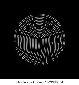 Fingerprint icon, biometric identification symbol, id logo. Vector
