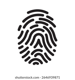 Fingerprint icon for biometric identity and security authentication A glyph symbol of a unique touch ID scan for personal recognition verification and access