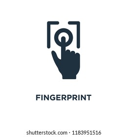 Fingerprint icon. Black filled vector illustration. Fingerprint symbol on white background. Can be used in web and mobile.