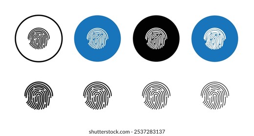 Fingerprint icon Black line art vector logo set
