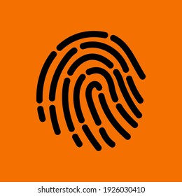 Fingerprint Icon. Black on Orange Background. Vector Illustration.