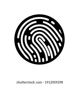 Fingerabdruck-Symbol. Schwarzer Daumendruck-Button. Konzept der Fingerabdruckerkennung. Vektorgrafik