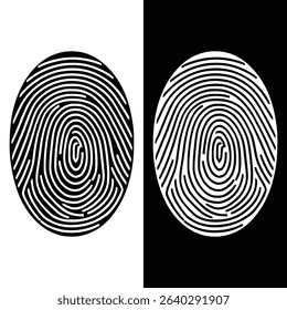 Fingerprint Icon in Black and White Biometric Identity Symbol for Security and Technology Concepts