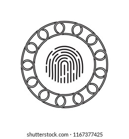 fingerprint icon with blockchain concept. future technology. vector design.