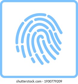 Fingerprint Icon. Blue Frame Design. Vector Illustration.