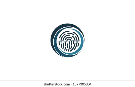 fingerprint icon in circle flat stroke minimal modern individual vector logo illustration isolated on white background, concept of press for personal biorhythm tracking and touchscreen id