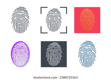 Fingerprint icon collection with different styles. Fingerprint scanning icon symbol vector illustration isolated on white background