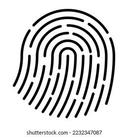 Fingerprint icon, crime and security identification symbol. Fingerprint line art human biometric symbol vector