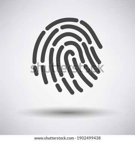 Fingerprint Icon. Dark Gray on Gray Background With Round Shadow. Vector Illustration.