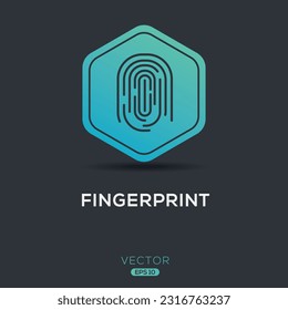 Diseño de iconos (huella digital), signo de vectores.